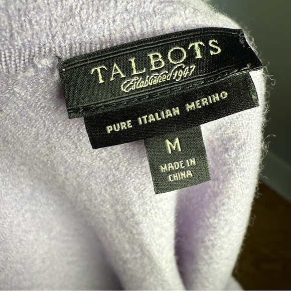 Talbots Lavender Ruffle Cardigan Merino Wool Sweater Elvin Forest Fairy Medium - Picture 6 of 7